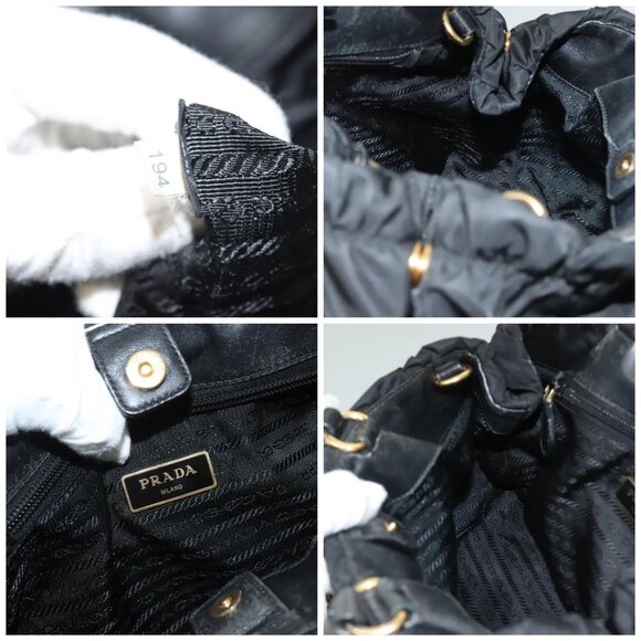 PRADA Hand Bag Nylon 2way Black Gold Auth BA3666 - Picture 15 of 16